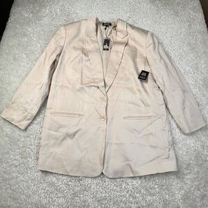 Express Beige Ivory 2 Button Linen Blend Blazer Jacket Large NEW